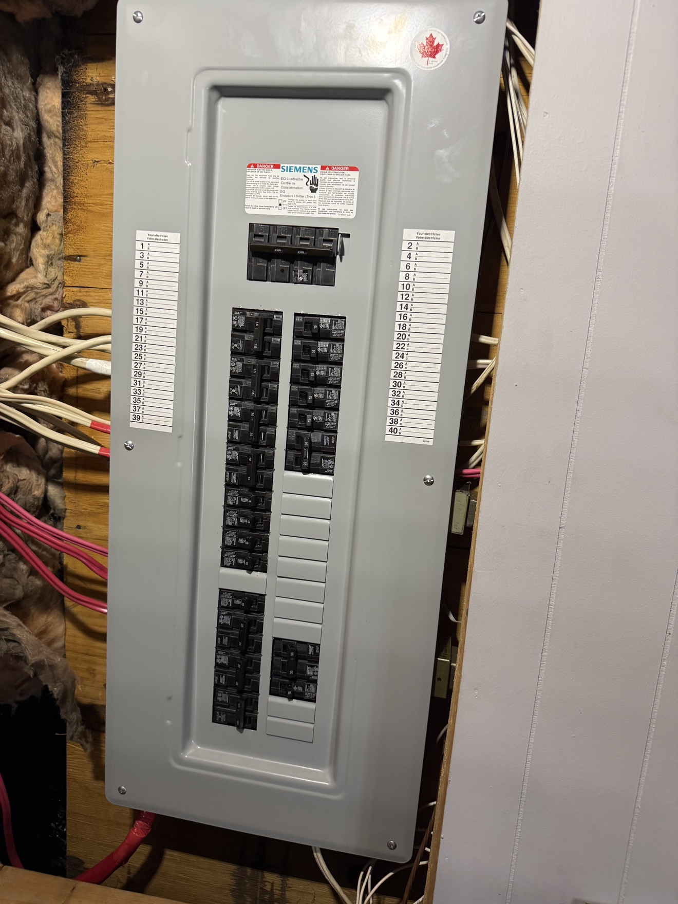 Upgraded Siemens electrical panel installed by E.S.D Électrique